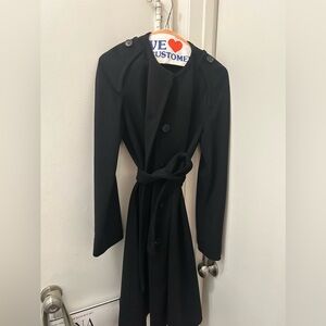 Calvin Klein Collection Black Label Black Belted Wool Trench Coat Italy 38 2